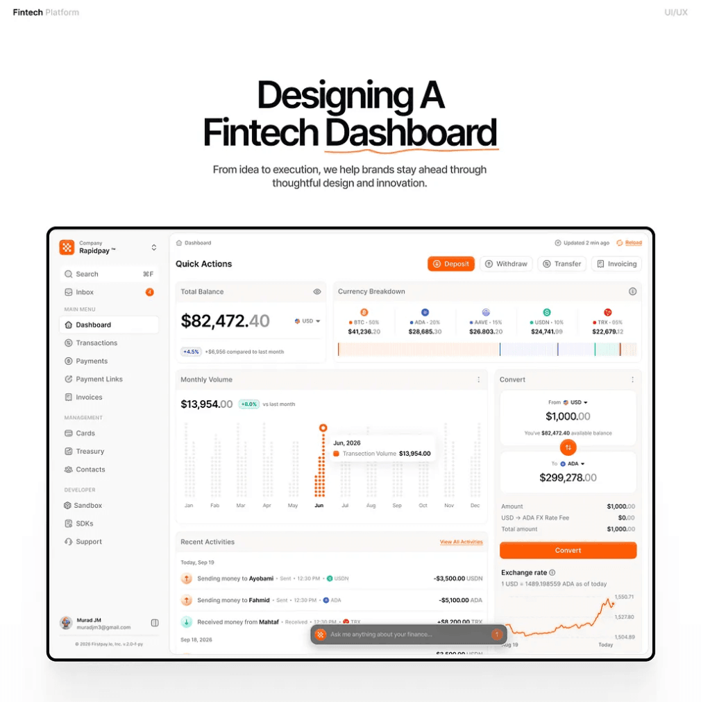 designing a fintech dashboard that actually makes sense